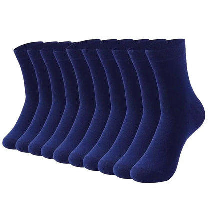Mens Cotton Crew Socks - 10 Pairs Casual Business Breathable Size 38-45 - ZOOMNSTORE