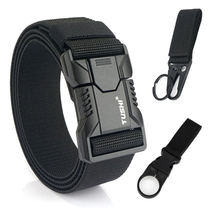 Tactical Outdoor Belt - Adjustable Elastic Waistband With Aluminum Alloy Buckle For Men