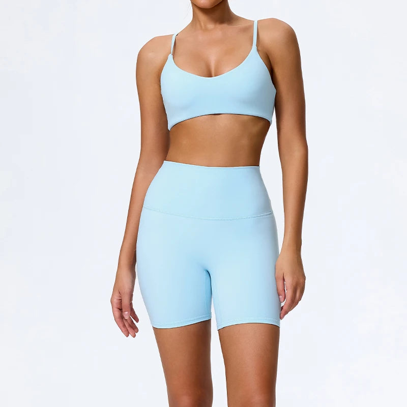 Women Sports Set – Summer Two Piece Gym Outfit With High Waist Leggings & Sleeveless Top
