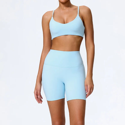 Women Sports Set – Summer Two Piece Gym Outfit With High Waist Leggings & Sleeveless Top