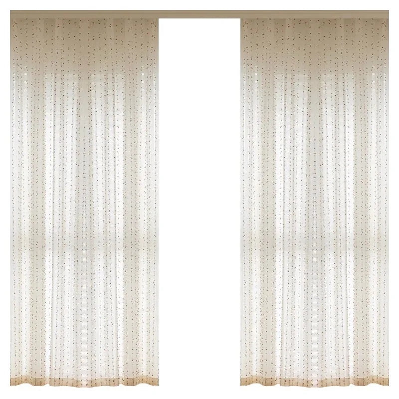 Linen Transparent Curtain – Vintage Rainbow Jelly Bean Design | Easy Hang Bay Window Panel