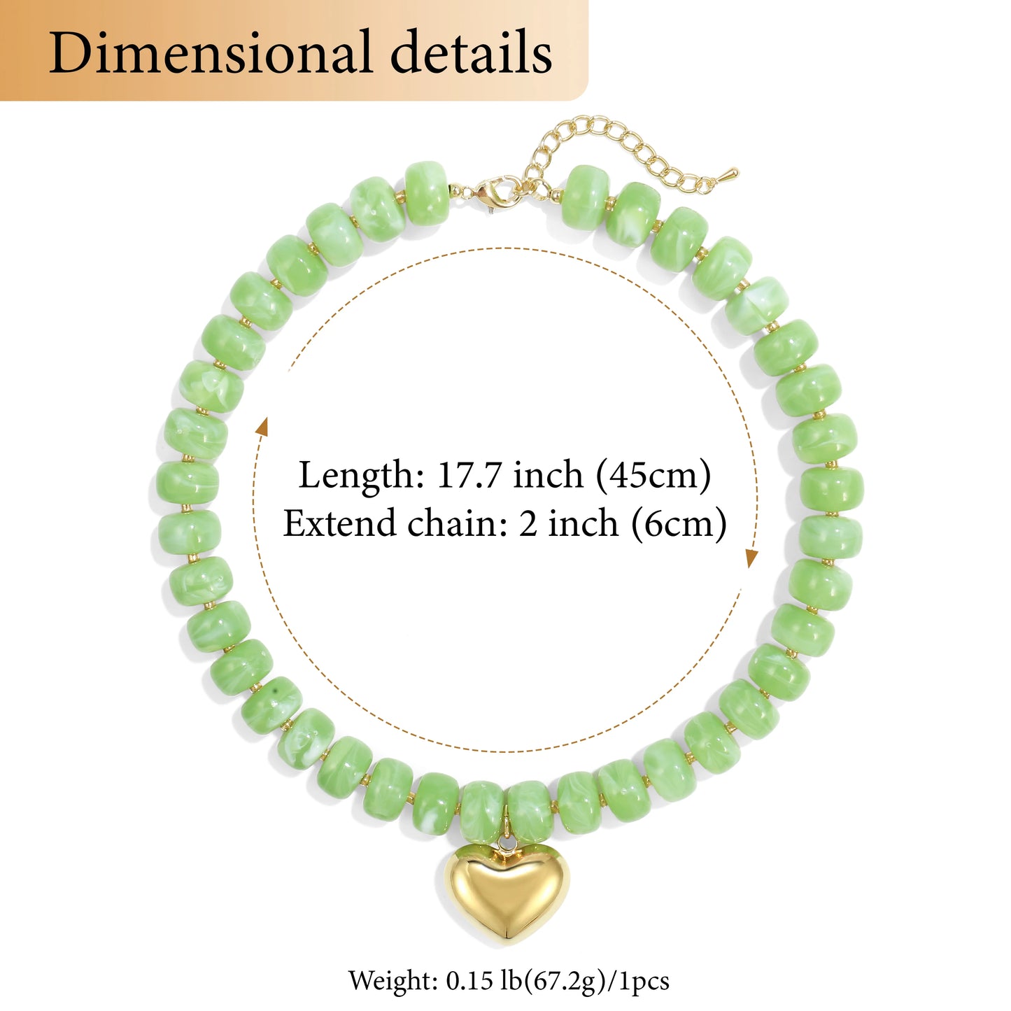 Badu Bohemia Colorful Acrylic Beaded Choker Necklace for  Women 14K Gold Plated Heart Pendant Summer Aesthetic Y2K Jewelry Gift