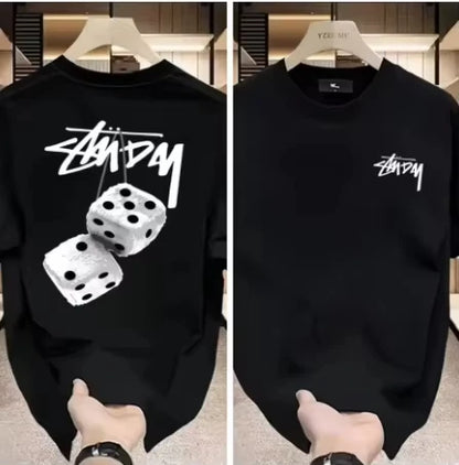 Men's Trendy Streetwear T Shirt Short Sleeve Graphic Design Loose Casual Breathable Lightweight Summer Tee Tops