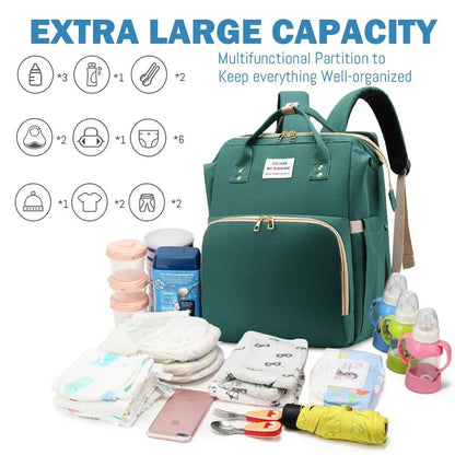 3 In 1 Diaper Bag Backpack Foldable Baby Bed Waterproof Travel Bag with USB Charge Diaper Bag Backpack with Changing Bed 3 types