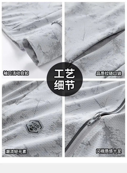 Sun Protection T-Shirts Mens Long Sleeve UV-Proof T-Shirts Fishing Hiking Summer Mask Lightweight Outdoor Protection Hoodie Tee