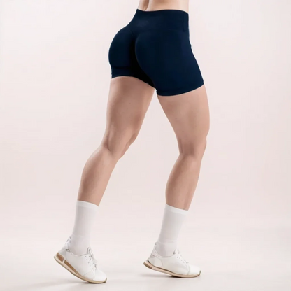 Vision Shorts 4.5'' Crossover Waist Seamless Yoga Shorts Hip Lifting Women Workout Gym Shorts Fitness Scrunch Bum Sports Shorts