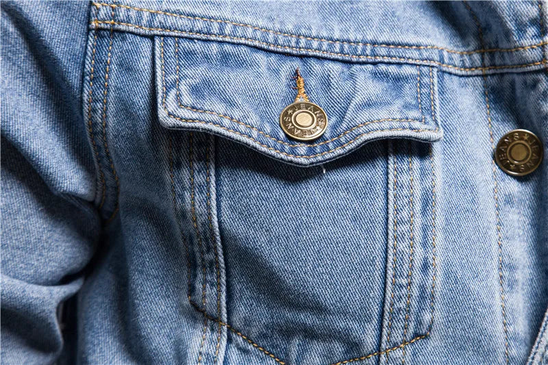 Men's Denim Jacket Trend Retro Fashion Casual Jacket Suitable Young Blue Black Youth Workwear Locomotive Spring Autumn Winter