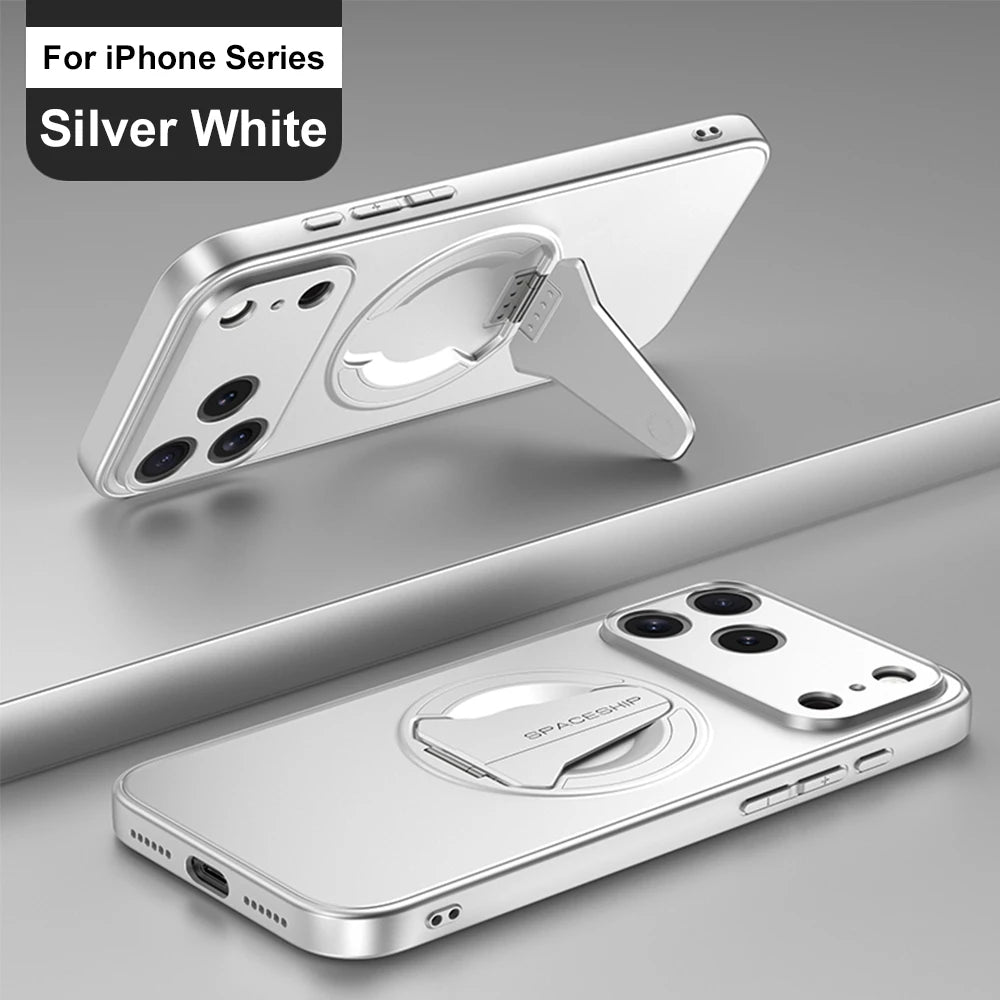 Wireless Charging Cover Lens Protection  Phone Case For iPhone 17 Pro Max 17 Pro 13 15 16 14 Air Luxury Folding Stand Magnetic