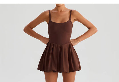 Women's Tennis Dress - Summer Sleeveless Breathable Workout Dress With Pockets