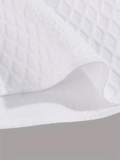 Men's White Textured Waist Drawstring Shorts Summer Breathable Quick Dry Short Pants for Sports Outdoor