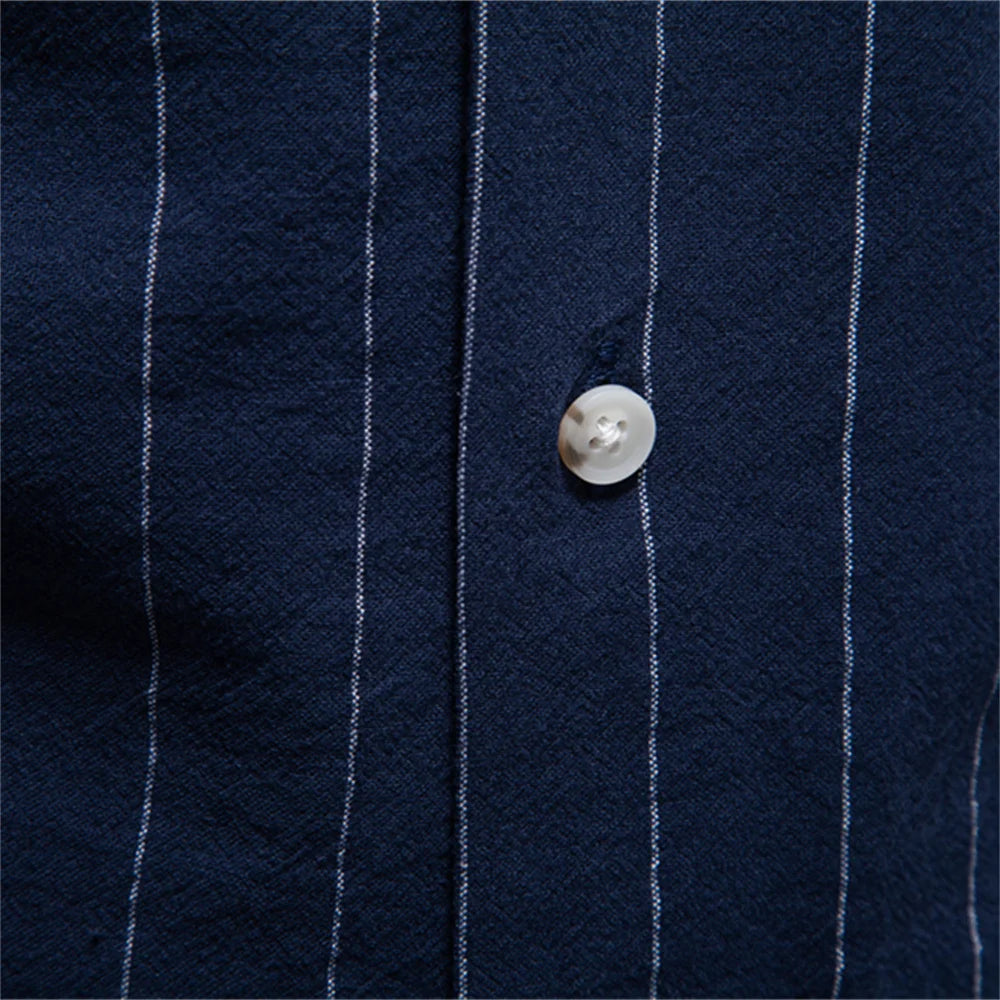 AIOPESON Men's Casual Stripe Design Shirt Short Sleeve Button Pocket Cotton Soft Breathable Lightweight Summer Daily Wear