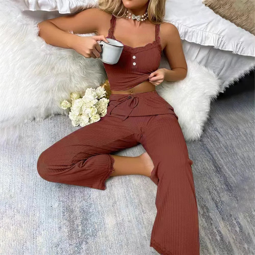 Women Pajama Sets Pijama Pajamas Woman Autumn Set Sexy Women Sleepwear for Sleeping Women's Trousers Sleep Lounge Underwear