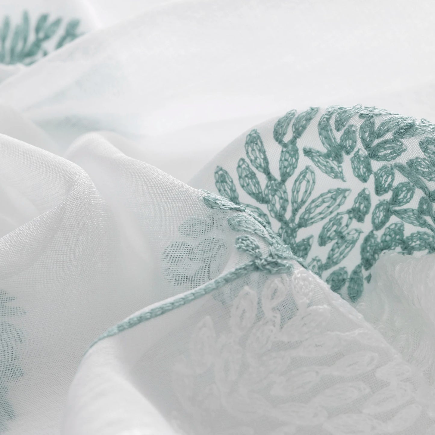Long Sheer Curtain - Embroidered Voile Curtain Panels with Rod Pocket for Bedroom & Living Room