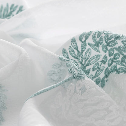 Long Sheer Curtain - Embroidered Voile Curtain Panels with Rod Pocket for Bedroom & Living Room