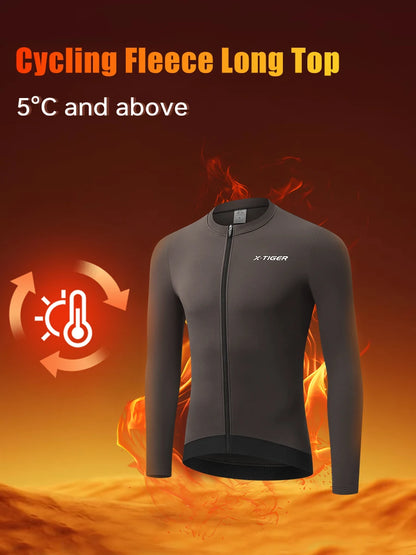 Winter Cycling Jersey - Men's Fleece Bike Jacket With Full Zipper & Pockets