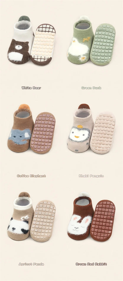 0-5Years Winter Thick Terry Cotton Baby Girl Sock with Rubber Soles Infant Animal Funny Sock Newborn Baby Indoor Floor Socks New