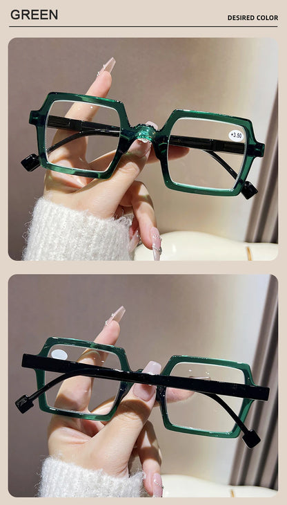 Square Reading Glasses - Fashion Unisex Eyewear With Mirror Coated Polycarbonate Lenses