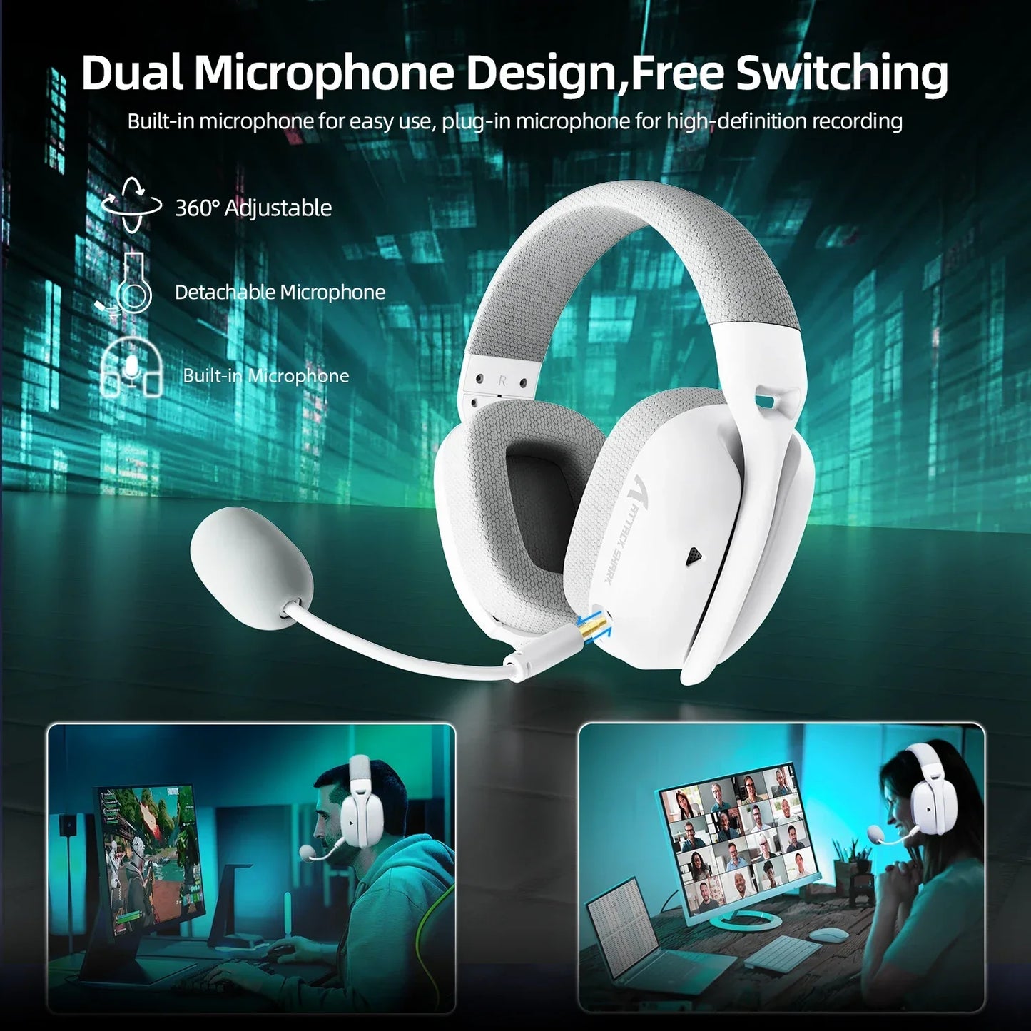 ATTACK SHARK L80PRO Wireless Gaming Headset 2.4G/BT/Wired Ultra-Light 40mm Drivers Low Latency Headphone for PC PS5 Switch Xbox