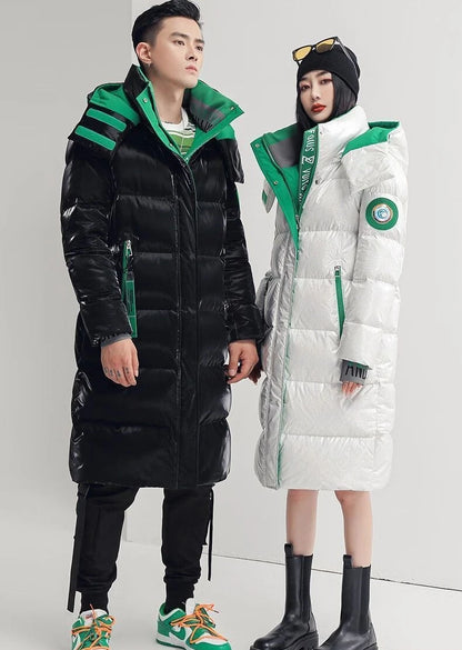 Unisex Winter Down Jacket with Waterproof Design Plus Size Long Overcoat for Couples Warmth Style