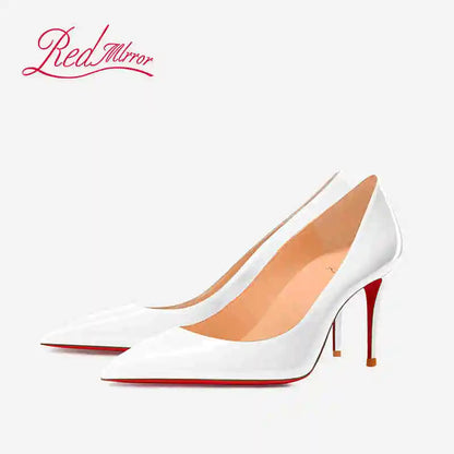 Black Women's Elegant High Heels Red Shiny Bottoms Luxury Brand Women Heels 2025 Trend Pointed Toe Sexy Party Pumps Shoes Women