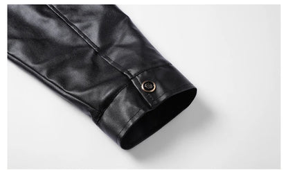 Men Leather Jacket Winter Fleece Lined Biker Jackets Fashion Motorcycle Jacket Faux Leather Coat Outwear Casual Streetwear