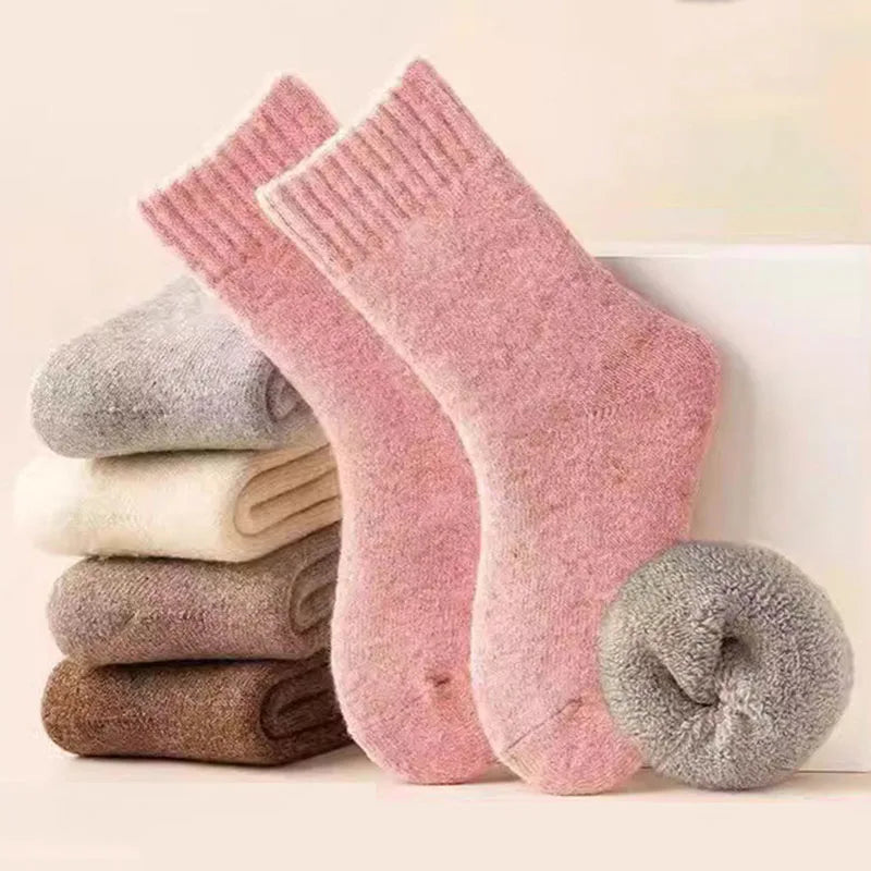 Winter 30% Wool Cashmere Warm Furry Kids Sock Chic Solid Color Calf Sock for Children Thicken Fleece Wool Autumn Warm Stockings