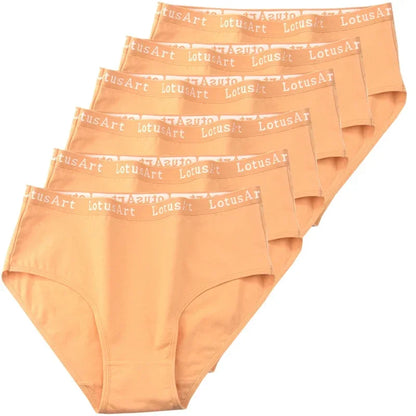 6pcs Cotton Women Panties Lady Plus Size Underwear High Waist Briefs Breathable Solid Color Female Lingerie Shorts