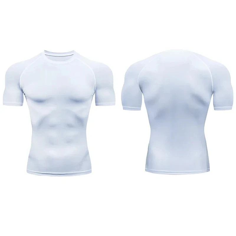 Men Compression Running T Shirt Fitness Tight Short Sleeve Tshirt Training Jogging Shirts Gym Sportswear Quick Dry