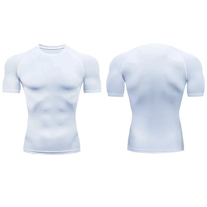 Men Compression Running T Shirt Fitness Tight Short Sleeve Tshirt Training Jogging Shirts Gym Sportswear Quick Dry