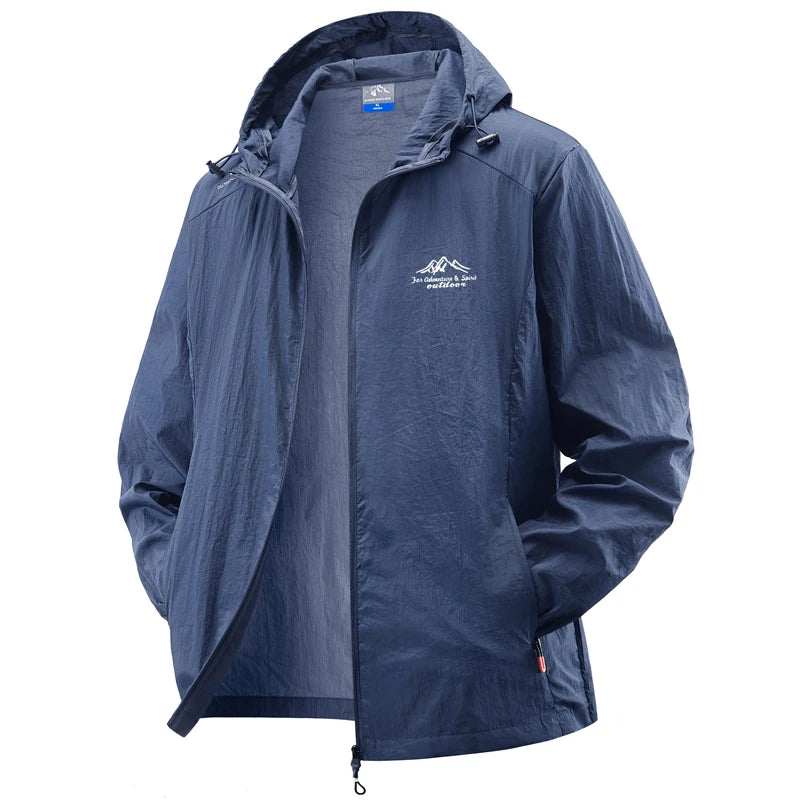 Summer Waterproof Hiking Jackets Men Fishing Cycling Hooded Gym Sports Running Coat Outdoor Sun-Protective Thin Jacket Clothing