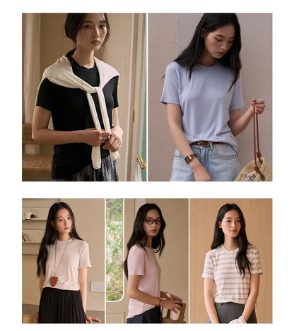 Women's Round-Neck T-Shirt – Slim-Fit Silky Base Top