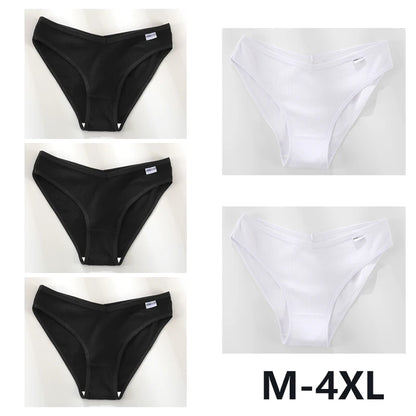 Women Cotton Panties - 5PCS Mid Rise Briefs Plus Size Sexy Ladies Underwear