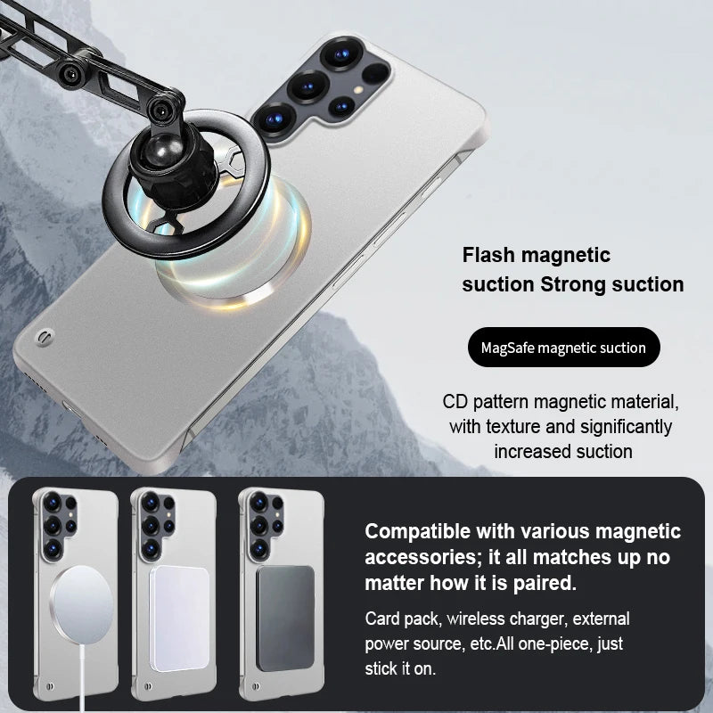 Ultra Thin Metallic Paint Magnetic Case For Samsung Galaxy S26 Ultra S25 S24 S23 Plus S22 Frameless Cooling Hard PC Cover Funda