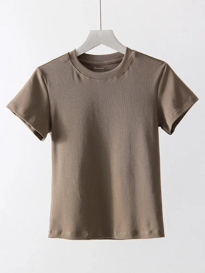 Basic T Shirts Women Cotton Slim Fit White Tops Summer Black Tees Crew Neck 100% Cotton T Shirt For Women Plain T-shirts Soft