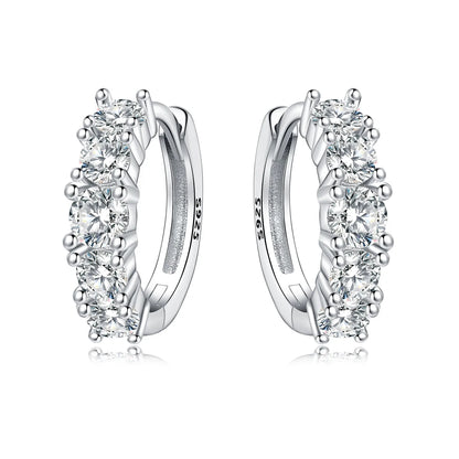 Orstarry S925 Sterling Silver Square Chain With Stone Inlaid Earrings Hoop Earrings For Women Jewelry Original Party Trendy Gift