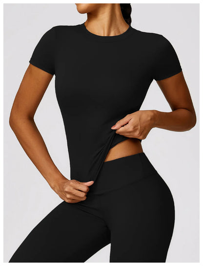 Women Yoga Top - Seamless Sport Shirt | Breathable Short Sleeve Gym Tee