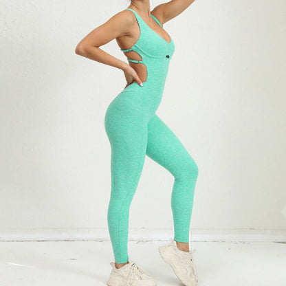 Women Gym Jumpsuit - Backless Fitness Jumpsuit | Breathable Nylon Spandex Blend Activewear