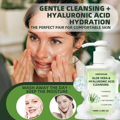 ALOE VERA HYALURONIC ACID CLEANSING | Gentle Deep Pore Moisturizing Face Wash | All Skin Types | Daily Morning & Night Use