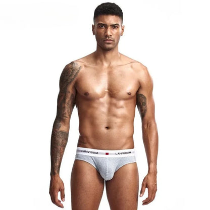 3pcs Men's Pure Cotton Low Waist Elastic Sexy Loose Breathable Youth Pant Headband Underwear Summer Cotton Briefs