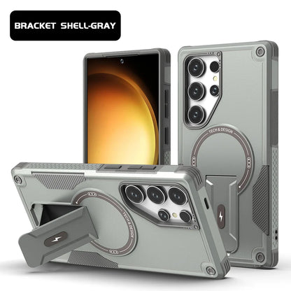 Magnetic Armor Case For Samsung S26 S25 Ultra S24 Plus A56 5G A36 A26 A16 A06 With Holder Cover Wireless Charging Bracket Cover