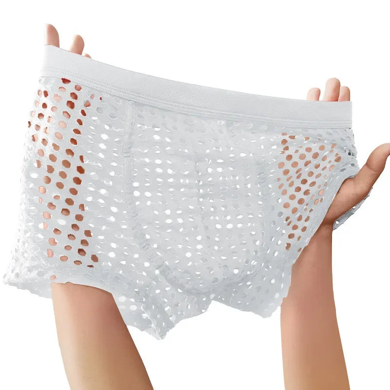 Hot Sale Men's Mesh Boxer Shorts Large Net Design Comfortable European Style Underpants