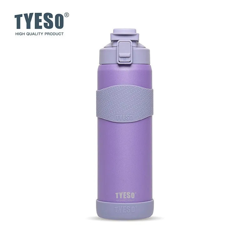 TYESO Vacuum Insulated Bottle 304 Stainless Steel Portable Sports Water Bottle with Straw for Travel Cycling& Outdoor Activities