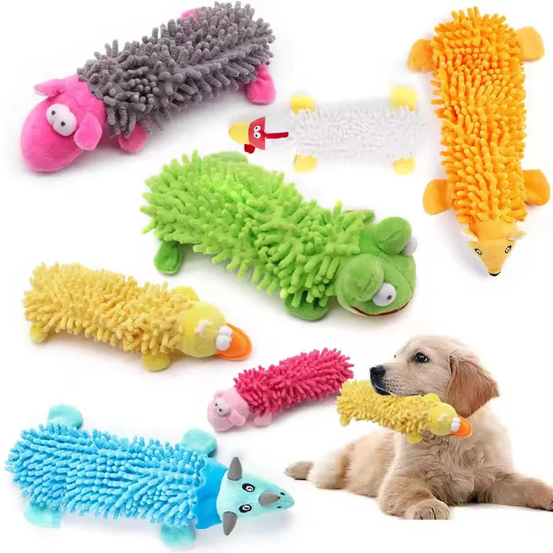 Cute Cartoon Animal Plush Pet Toy Squeaky Durable Chew Resistant Puppy Molar Interactive Play Toys Boredom Relief Dog Chewing