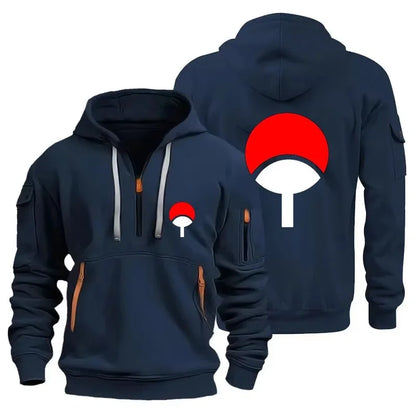 Naruto Anime Half Zipper Hoodie Casual Versatile Sweatshirt Comfortable Daily Fashion Zip-Up Sweatshirt for Fans