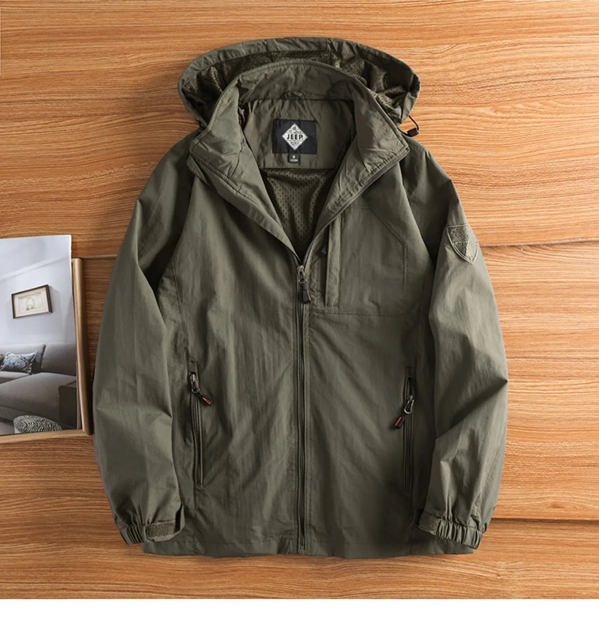 New Waterproof Hooded Jackets Men Casual Windproof Coat Autumn Lightweight Multi-Pocket Hiking Windbreaker Detachable Hat Jacket