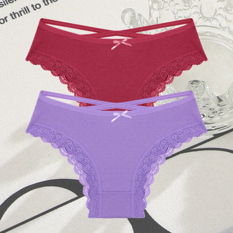 Cotton Panties Women - Sexy Lace Brazilian Briefs Low Waist Breathable Underwear