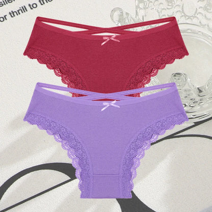 Cotton Panties Women - Sexy Lace Brazilian Briefs Low Waist Breathable Underwear