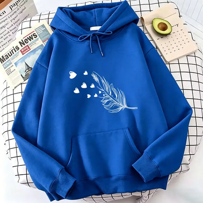 Retro Love Heart with Leaf Casual Hoodies Sweatshirts Men Women Fashion Clothing Hooded Casual Y2k Sweatshirt