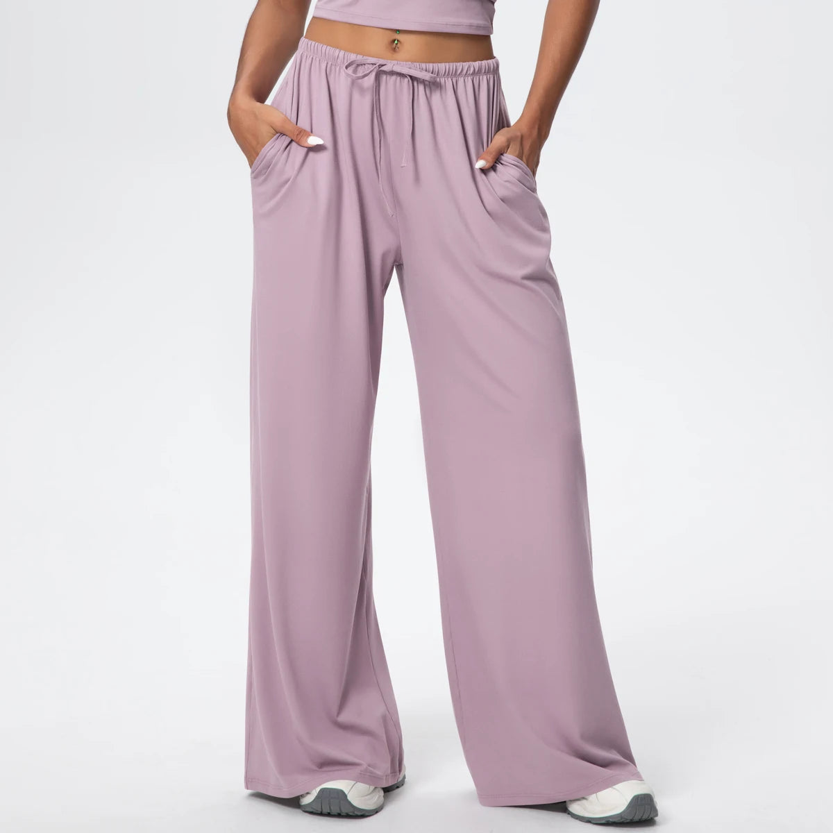 Breathable Solid Color Loose Yoga Pencil Pants Lifting Buttocks Sports Quick Drying Wide Leg Pants With Pockets Gym Yoga Pants