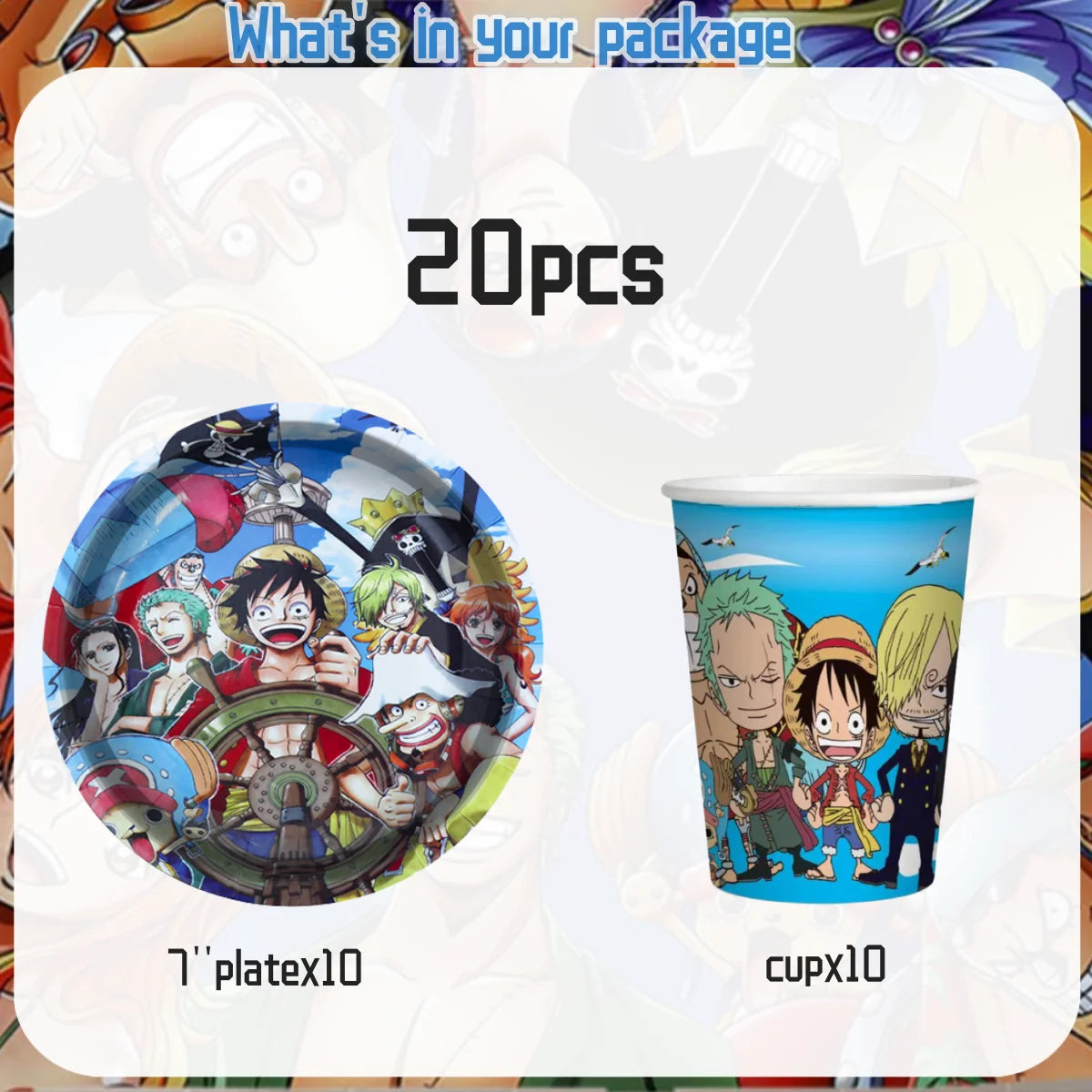 One Piece Birthday Party Set - Luffy Disposable Tableware  Candy Box for Kids